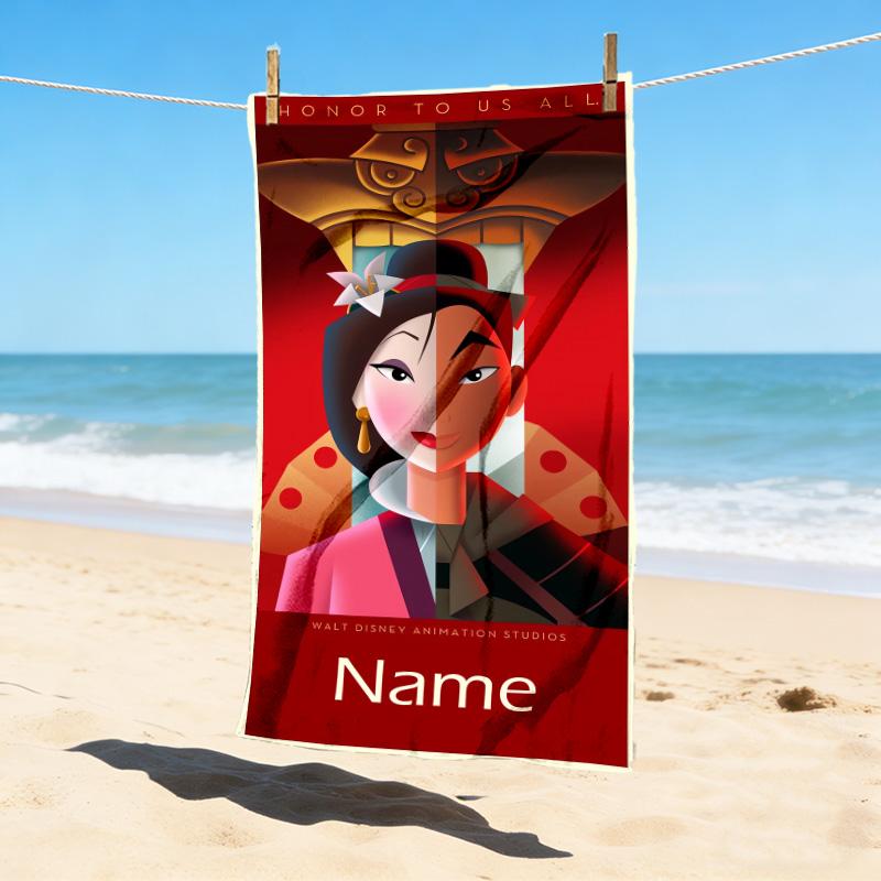 Custom Name Princesses' Night Stylish Digital Printing Beach Towel Quick‑Drying Absorbent Blanket for Beach Pool Gym Travel
