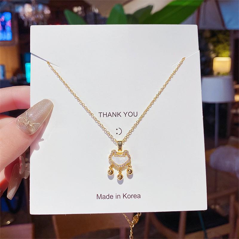 Elegant Zircon Titanium Steel Necklace: Women's Luxury Clavicle Chain with Fashion Pendant