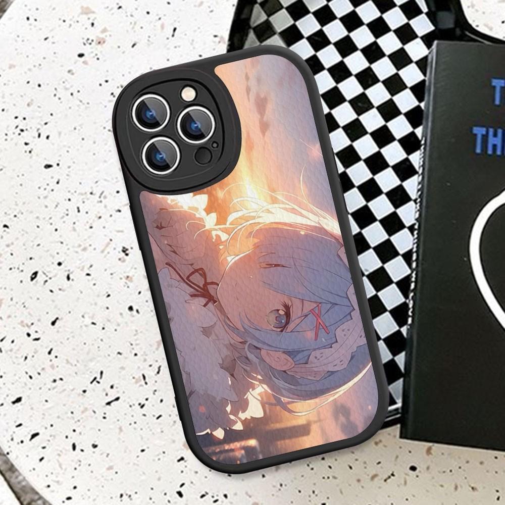 ReZERO Ram Rem Phone Case Hard Leather For iPhone 14 13 12 Mini 11 14 Pro Max Xs X Xr 7 8 Plus Fundas