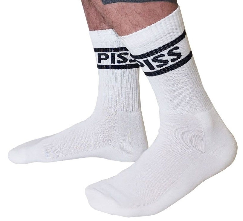 White Piss Crew Socks - Mr B - Mister B - SOCKS