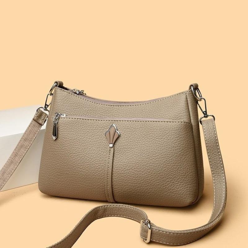 Populární módní texturovaná taška pro maminky, Jednoramenná crossbody taška z měkké kůže s vícevrstvým designem pod paži