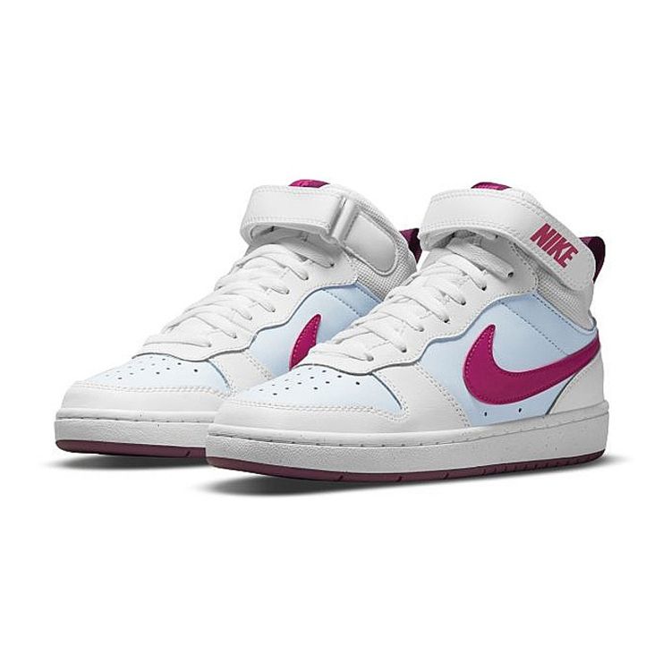 Nike Court Borough Mid 2 Kids White Pink Shoes CD7782-006