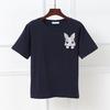 Damen Baumwoll-T-Shirt Mode Cartoon Niedlich Tasche Stickerei Hase Locker Kurzärmliges T-Shirt