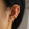 3pcs Set Trendy Personality Micro-inlay Zircon Geometry C Shape  Fake Piercing Clip Earrings for Women No Ear Holes Jewelry Sets