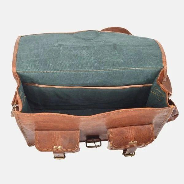 Vintage Raw Ziegenleder Tote Herren Aktentasche Laptoptasche Messenger Umhängetasche