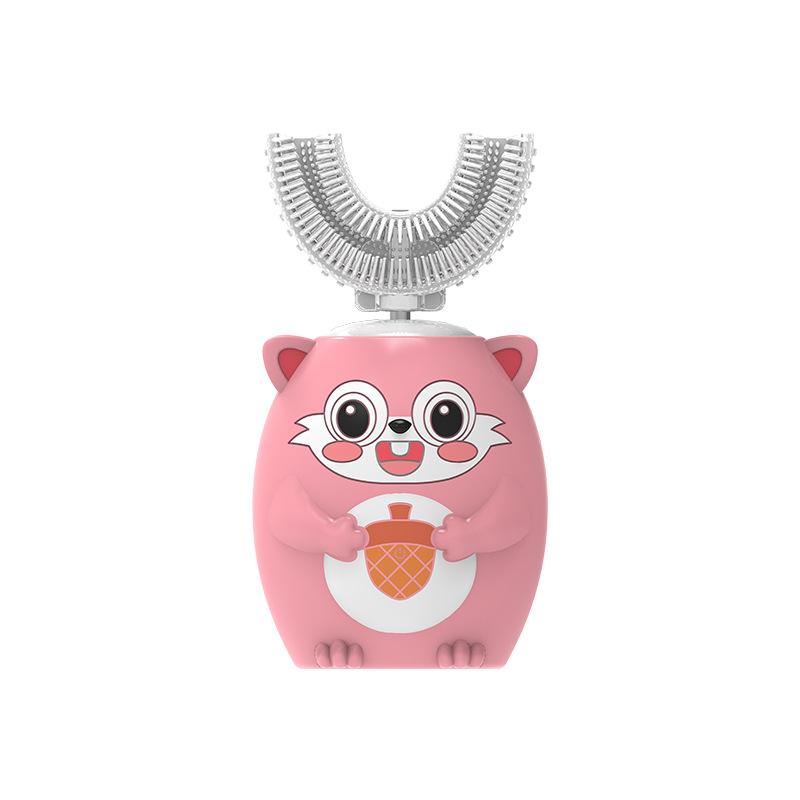 360 Degrees U Shaped Children Electric Toothbrush Cartoon for Kids Smart Automatic Sonic Toothbrush USB Charging Blue Light IPX7