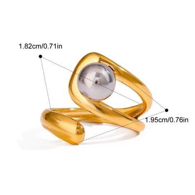 18K Goldfarbenbeschichtete Fingerringe Zweifarbiges Design Edelstahlmaterial Stapelbare Ringe Hohlkonstruktion Rostfrei