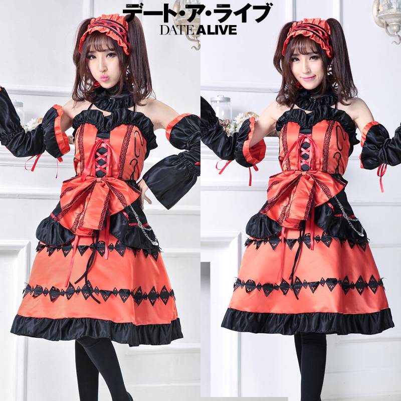 Date A Anime Live Tokisaki Kurumi Cosplaycostume Lolita Dress Girl Halloweensuit