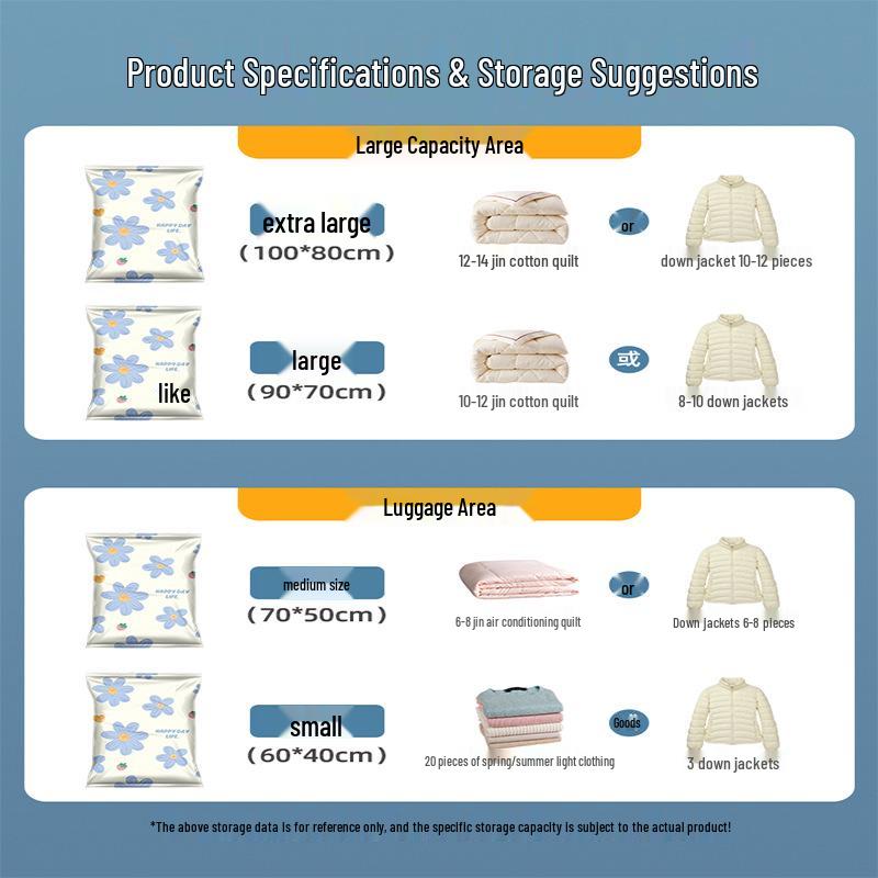 Large Vacuum Compression Storage Bag for Quilts & Clothes
