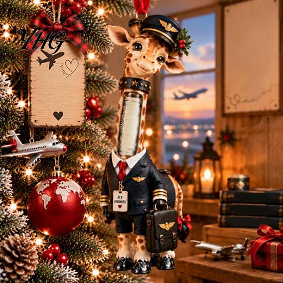Ceremonial Money Gift Holders Giraffe Christmas Holder Ornament, Acrylic Cash Clip Hanging Decor for Unique Tree Bag Car, Cute Career Figurine,
