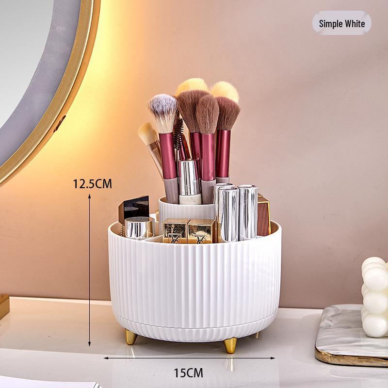 Rotating Plastic Pen Holder & Cosmetic Organizer - Luxurious Desktop & Tabletop Storage Solution