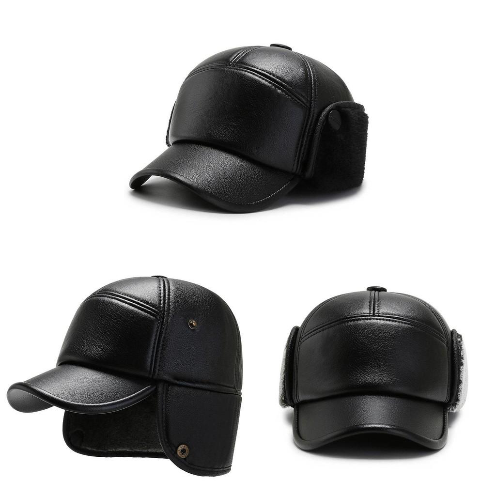 Ushanka Hat Plush Pu Leather Cap Winter Outdoor Warmth Ear Gifts Protection