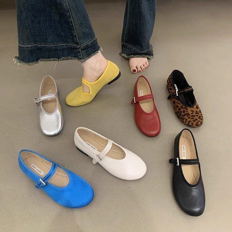 

Korean version flat single shoes small leather shoes silver women s shoes summer French retro Mary Jane shoes flat shoes ballet shoes 35