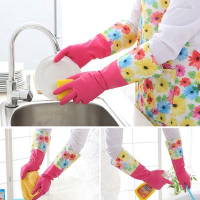 1 Paar Modische Winter Haushalts Spülhandschuhe Wasserdichte Reinigungs Staub Gummi Handschuhe