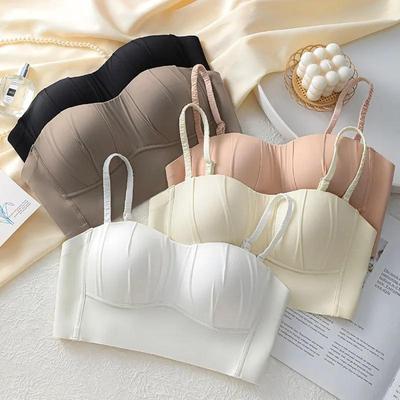 Französischer Falten-BH Abnehmbarer Bügelloser Dünner BH Ohne Bügel Nahtlose Unterwäsche für Damen BHs für Damen