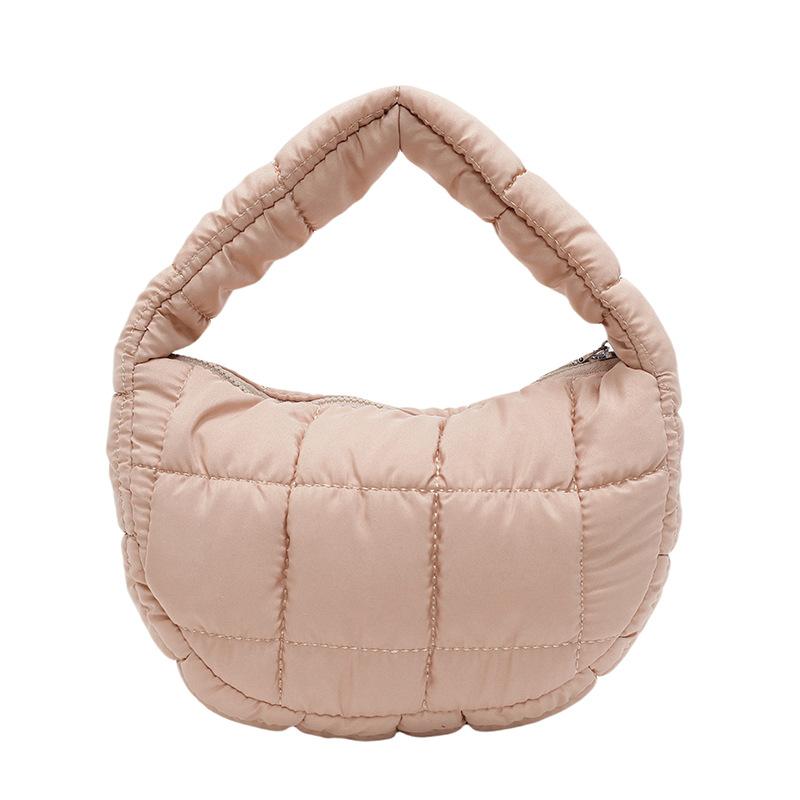 Korean niche fashionable pleated cloud bag female foreign style solid color personalized hand carry cotton clothes bag