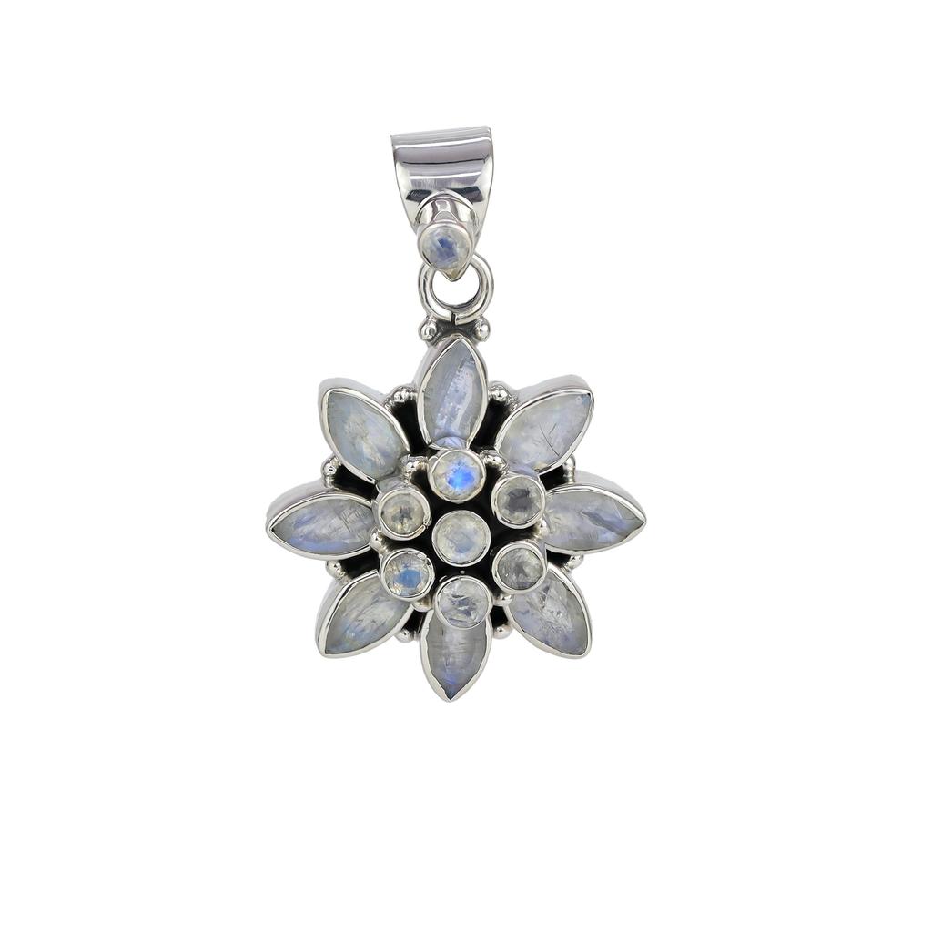Natural Amethyst Flower Pendant for Women 925 Sterling Silver Pendant