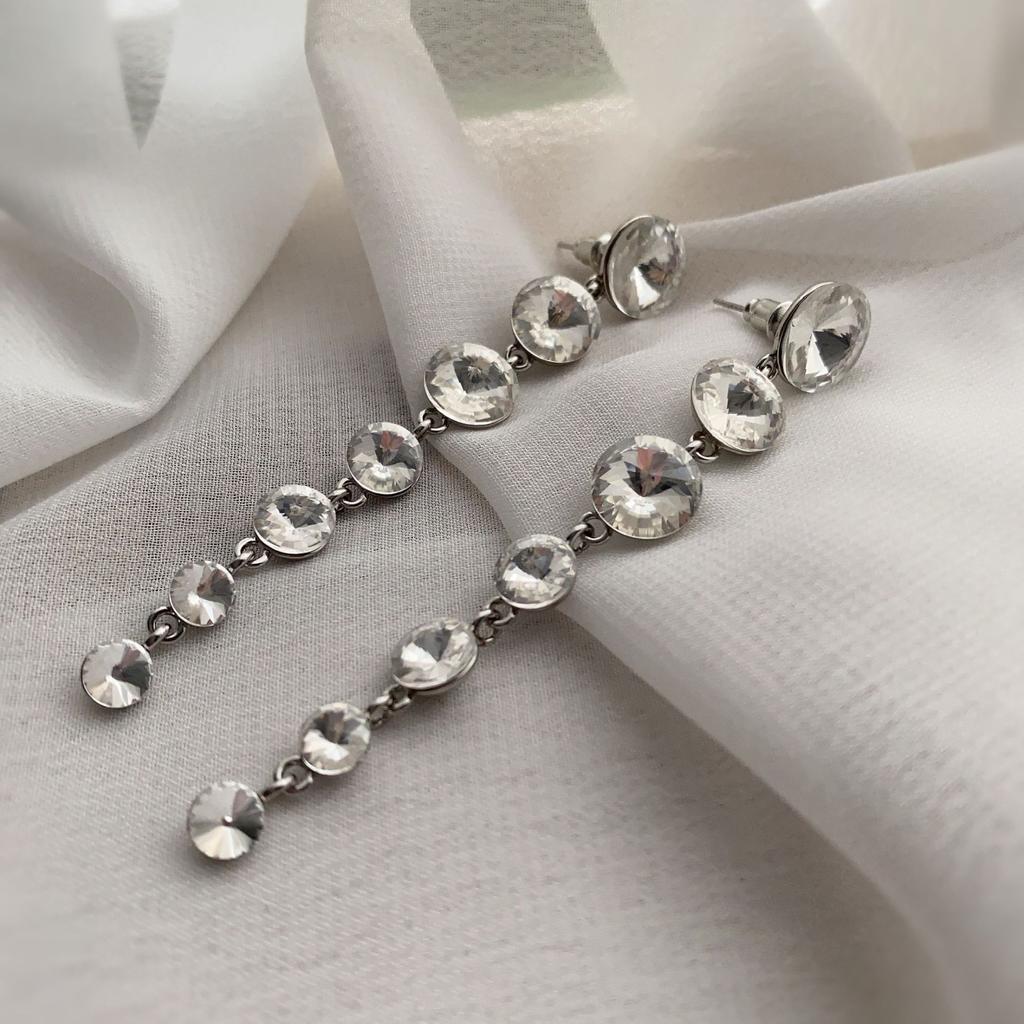 Long Round Diamond Earrings, Earrings, Trendy Atmosphere, Stud Earrings, Women'S Simple Temperament, Versatile Face, Thin Earrings