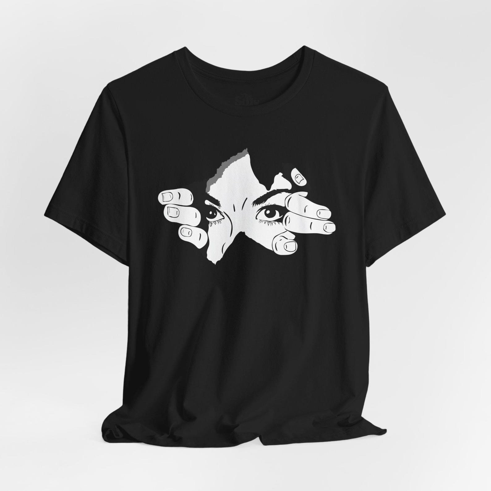 Peeking Eyes Graphic T-Shirt, Surrealist Dark Streetwear Top 2XL