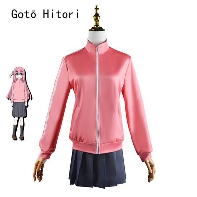 Bocchi The Rock Gotou Hitori Cosplay Kostým Gotou Hitori Cosplay Kostým JK Uniforma Růžová Bunda Sukně Paruka Oblek Anime Cosplay