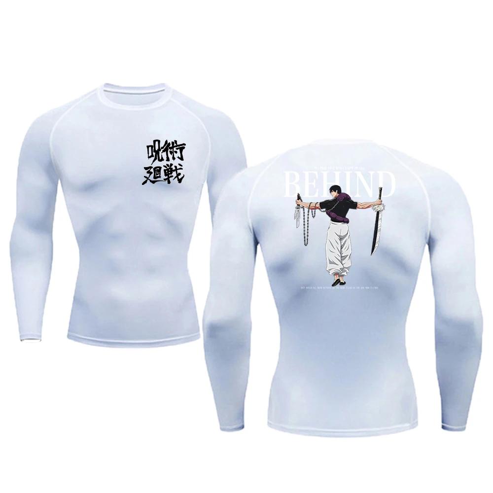 Anime kompresní košile Muži Potisk Prodyšný Fotbal Fitness Těsné Sportovní oblečení Althletic Quick Dry Rash Guard Gymnastika Jezdecké topy