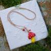 Hand-painted Mushroom Pendant Necklaces Small Flower Sweater Chain Necklaces  Gift