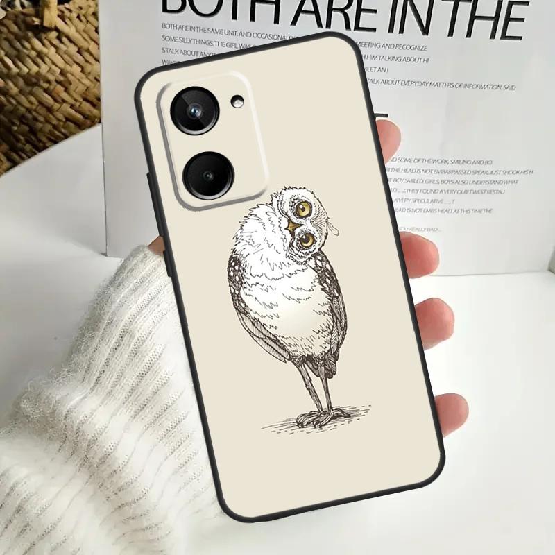 Cute Owl Cartoon Case For Realme C55 C53 C51 C35 C33 C30 C67 C21Y C25s C15 9 10 12 11 Pro Plus GT Neo5 Cover