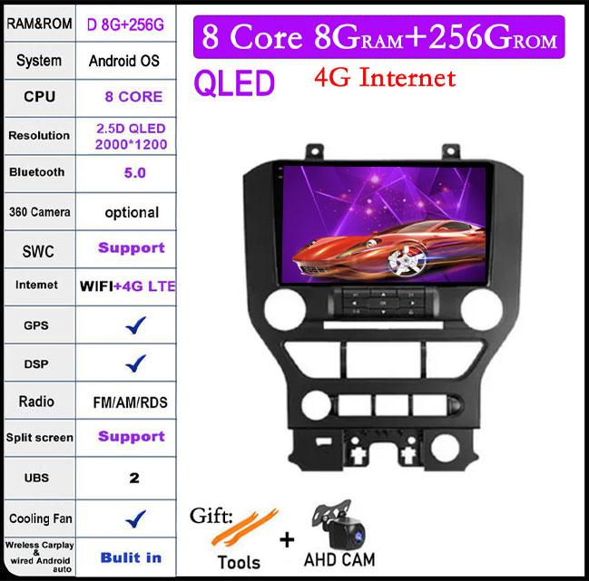 9 Lnch Android 14 For Ford Mustang 6 VI S550 2014 - 2021 Car Radio Multimedia Video Player Navigation GPS Stereo Auto 4G+WIFI