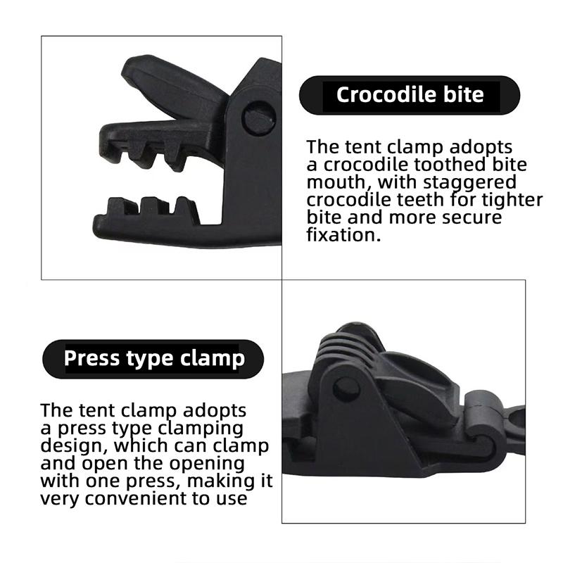 Sturdy Heavy Duty Tent Clips Outdoor Tarpaulin Clamps, Anti-wind Fixed Tent Reinforced Tarp Clips Hook for Outdoor Food Sealing