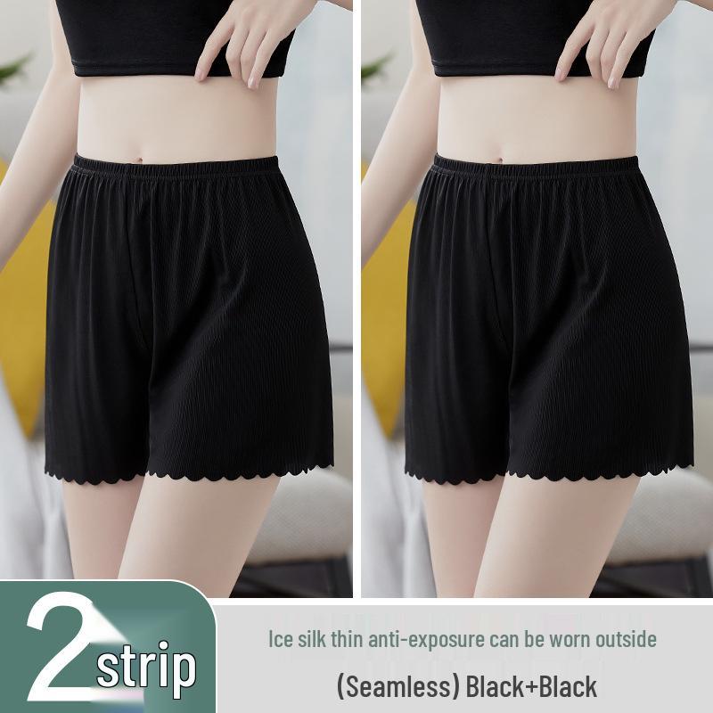 Women's Summer Ice Silk Anti-Exposure Loose Shorts with All-Cotton Crotch