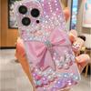 Coque transparente anti-chute avec nœud en perles pour la série iPhone 14/15/16/17 Pro Max