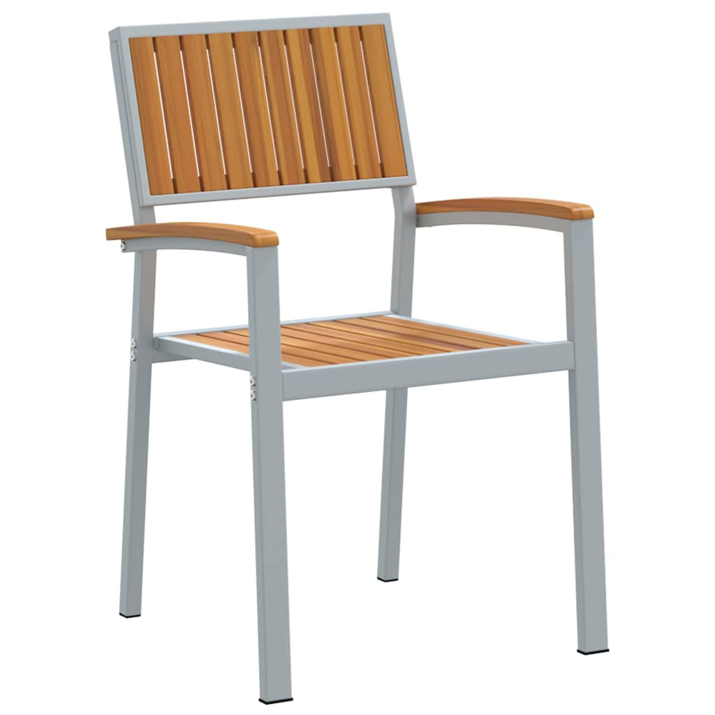 Stackable Chair 2 Pcs Brown Solid Wood Acacia Stackable