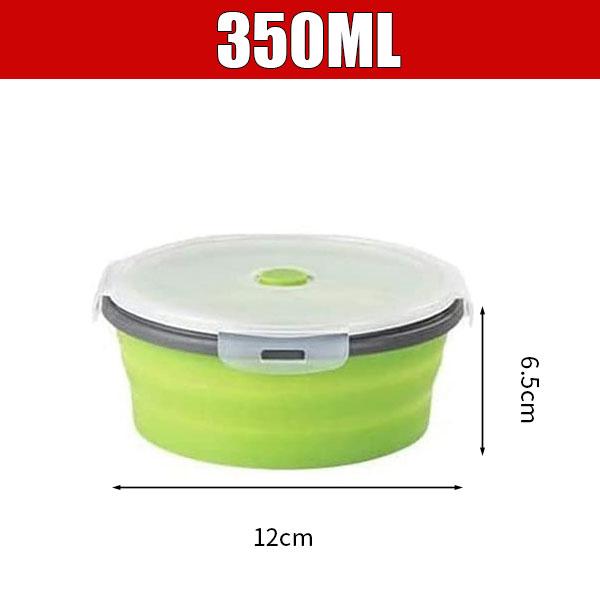 Runde Silikon Faltbare Lunchbox Mikrowellen Faltbare Schüssel Tragbarer Faltbarer Lebensmittelbehälter Box Salatschüssel mit Deckel