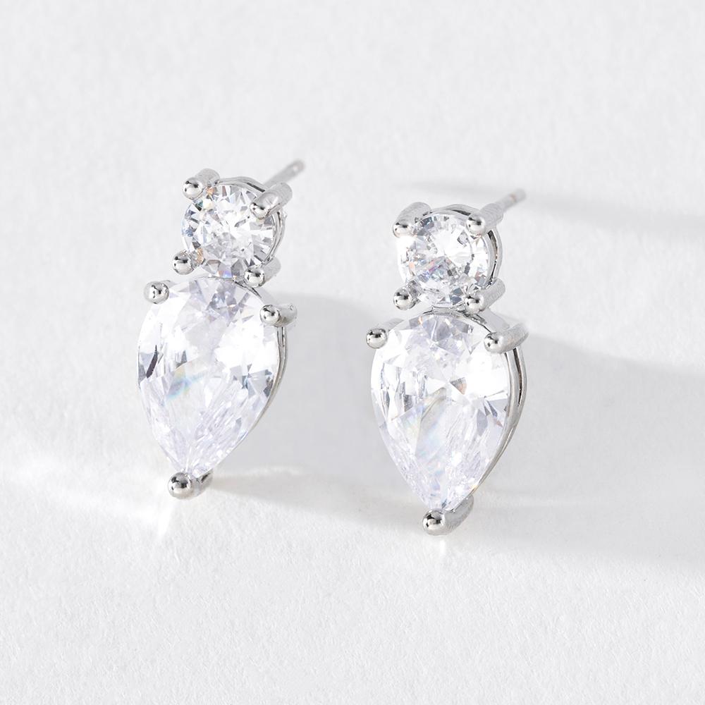 

Pinkdudu модные свежие геометрические серьги с каплями воды, простые серьги-гвоздики с цирконием королевского синего цвета для женщин, подарки PD1142 белый