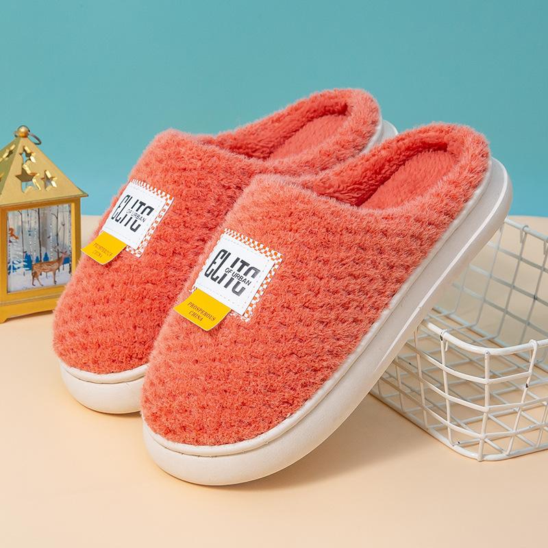 

Женские хлопковые тапочки для домашнего использования осенью и зимой, на толстой подошве, для пар, мужские нескользящие и теплые плюшевые хлопковые тапочки 41 оранжевый