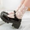 Women's Lace Mesh Ruffle Mid-Calf Socks - Breathable & Sweet Japanese JK Style