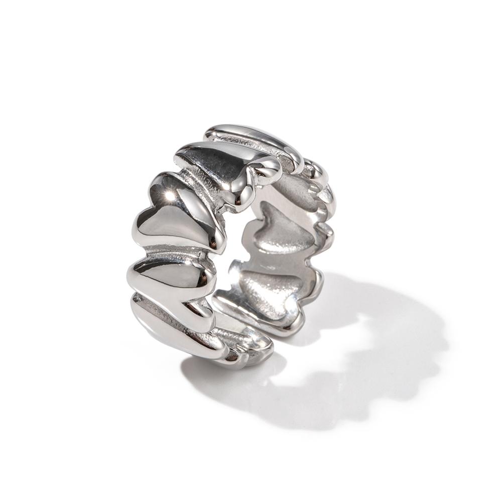 

Yori Stainless Steel Metal Heart Open Ring 18K Gold Color Plated Minimalist Trendy Fashion Jewelry Accessories Gift