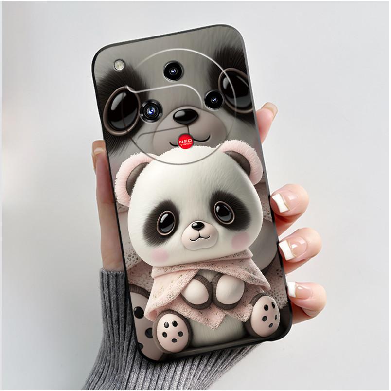 Für ZTE Nubia Focus 2 5G Hülle Z2462N Luxuriös Niedliches Herz Kaninchen Weiches TPU Silikon Matt Schwarz Handyhülle Stoßfeste Rückseite