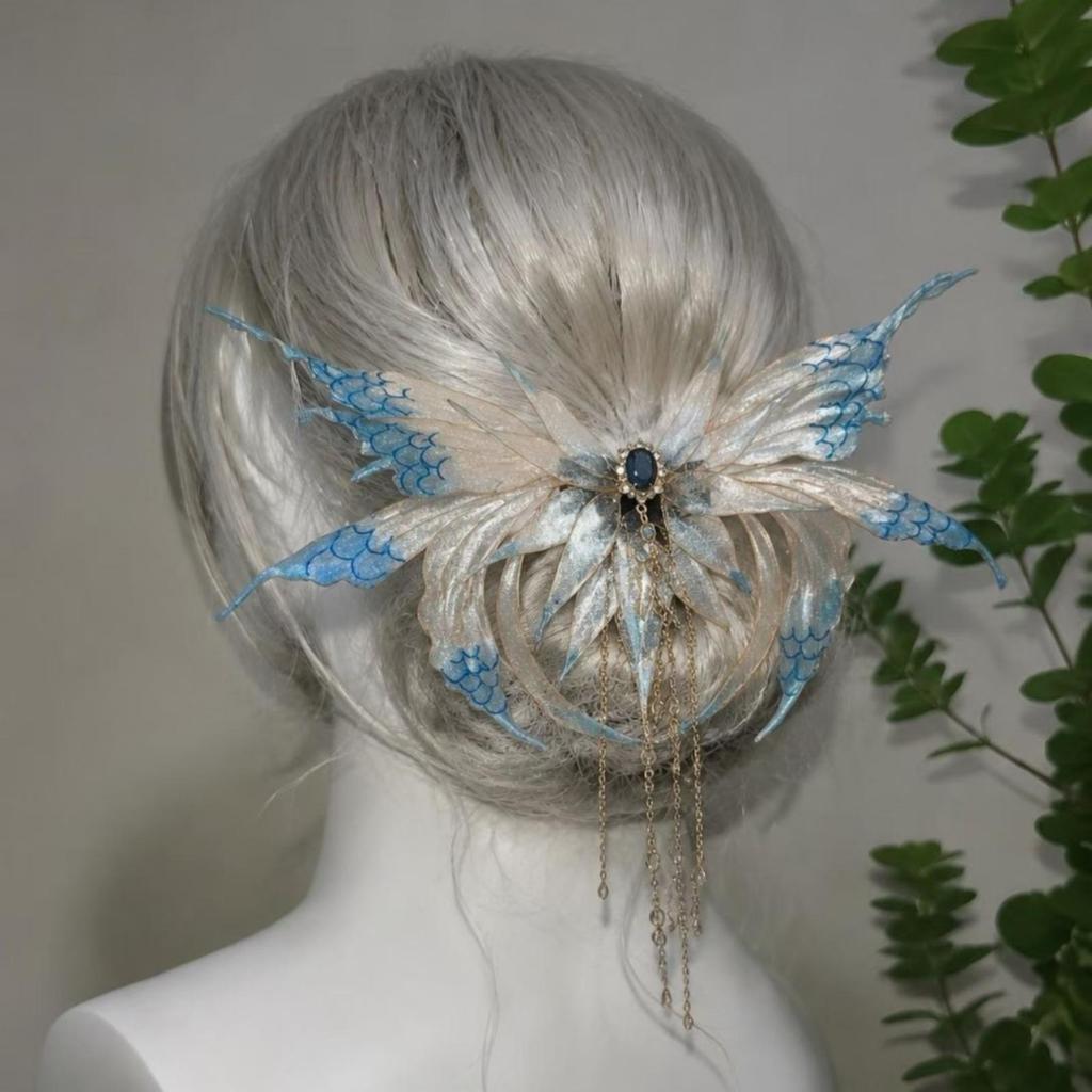 Fermacapelli Elettronico a Farfalla Ala di Farfalla Decorativa Ornamentale Traslucida per Capelli