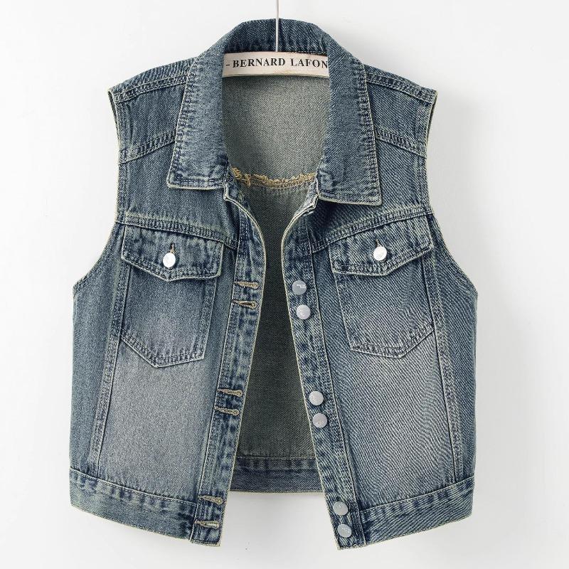 Hong Kong Style Retro Slimming Sleeveless Women's Vest - European & Korean Inspiration for Petite Spring/Autumn Wear