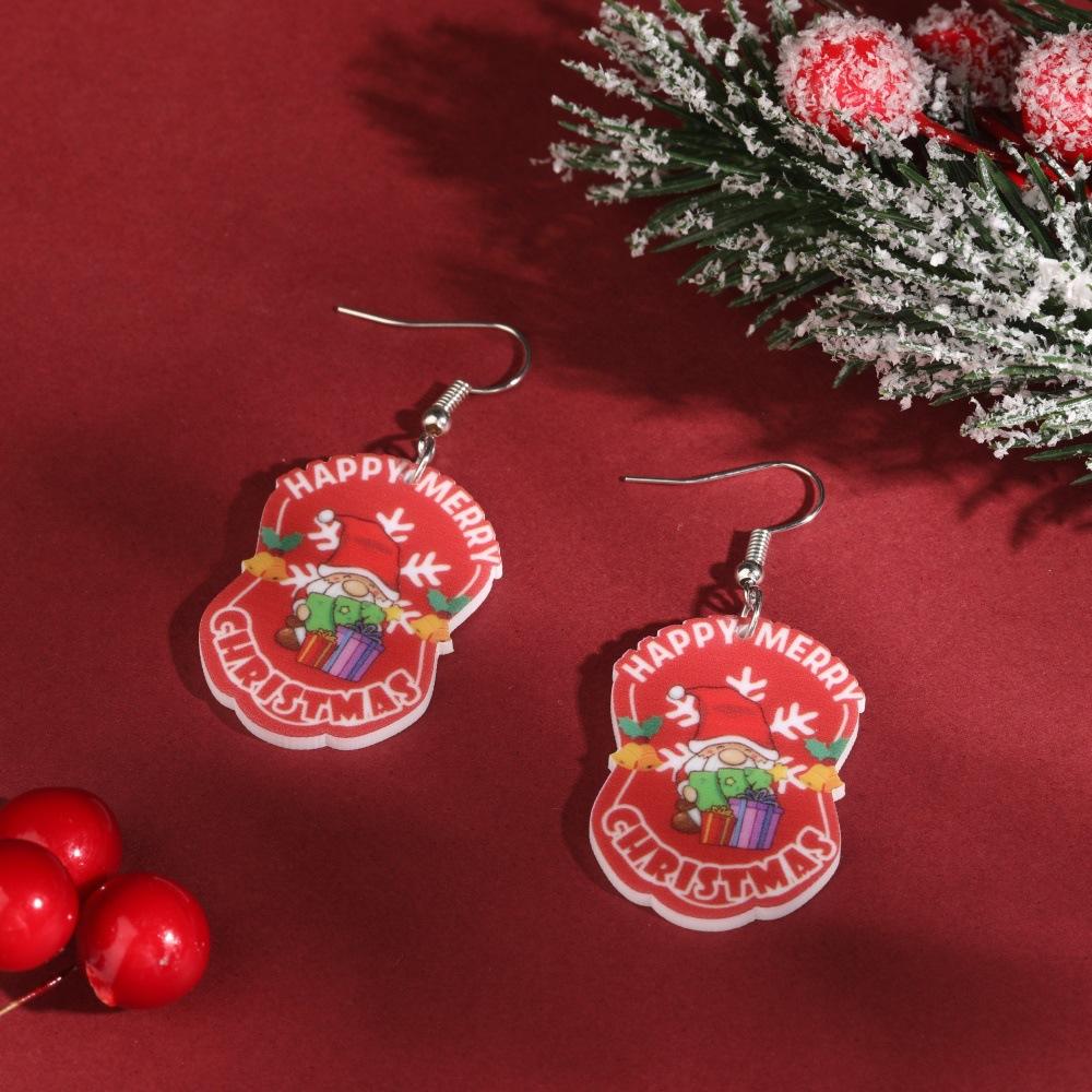 Full Hosting Eco-Friendly Acrylic Earrings, Christmas Snowman Christmas Tree Santa Earrings