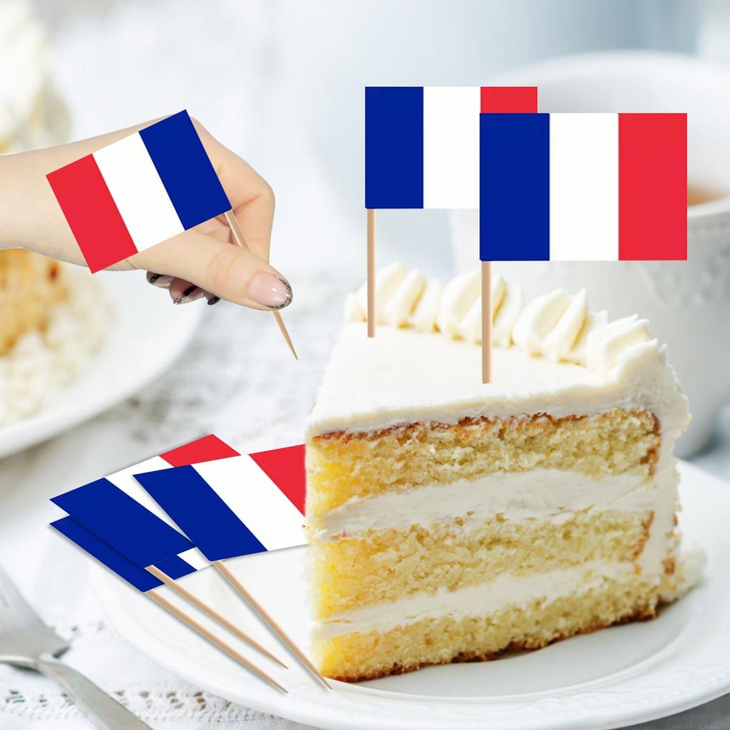 50pcs French Flag Toothpick Flag Cocktail Party Pick Paper Cake Tag