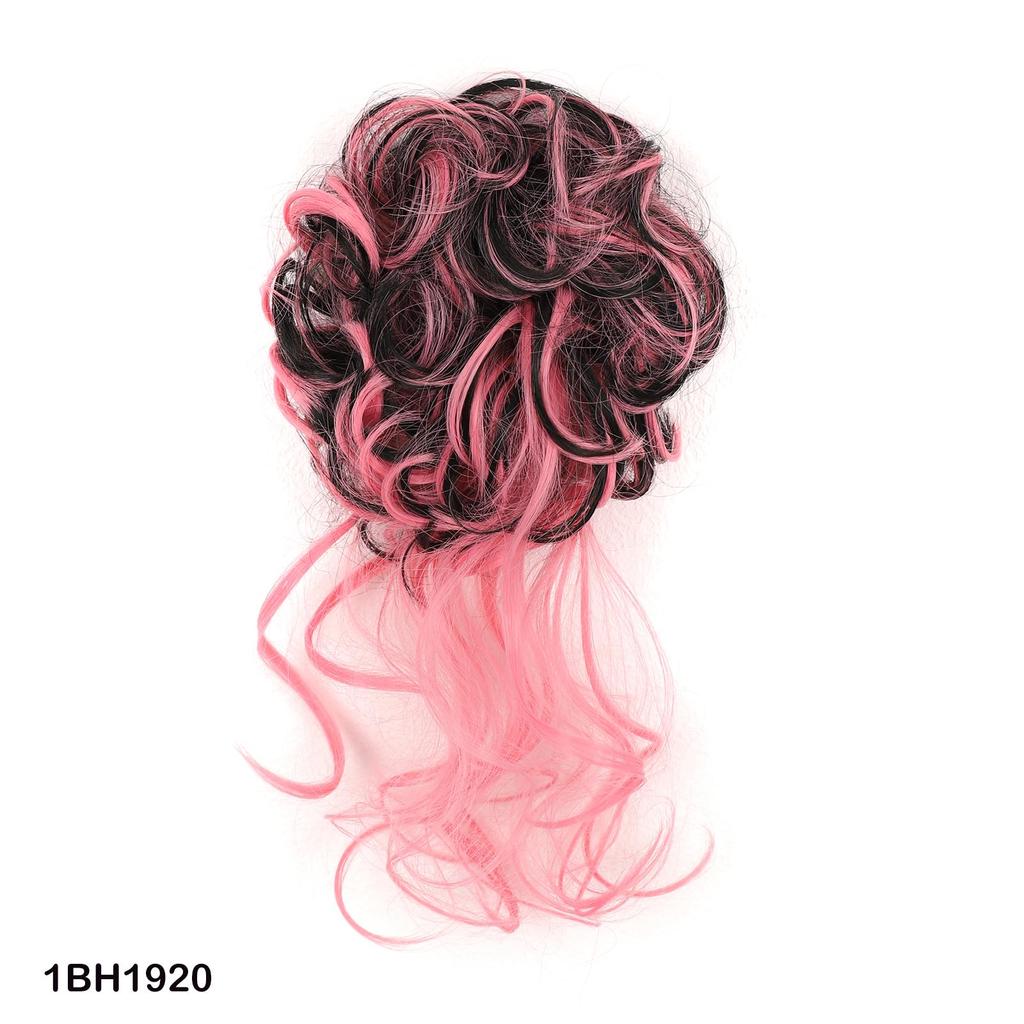 Synthetic Curly Messy Bun Elastic Hair Tie With Long Tendrils Fluffy Chignon Hairpiece For Women Cosplay Daily Hairstyle
