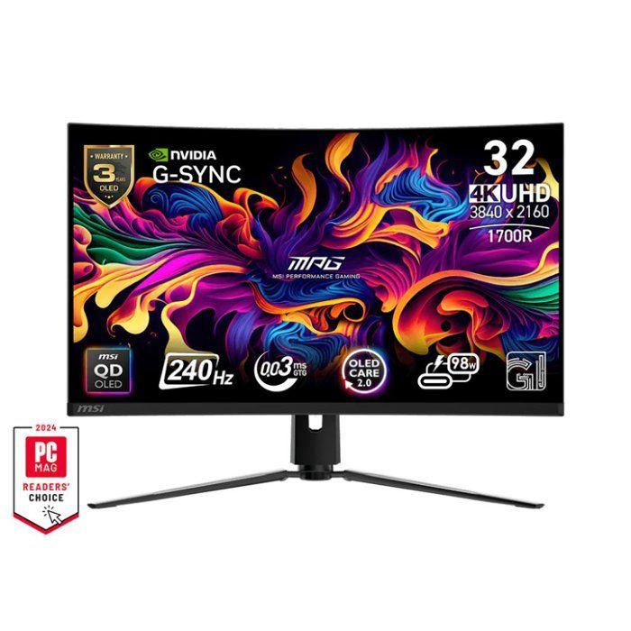 Curved Gaming PC Monitor - MSI - 31.5 - UHD - 240Hz - QD-OLED Panel - 0.03ms - Height Adjustable - MPG 321CURX QD-OLED