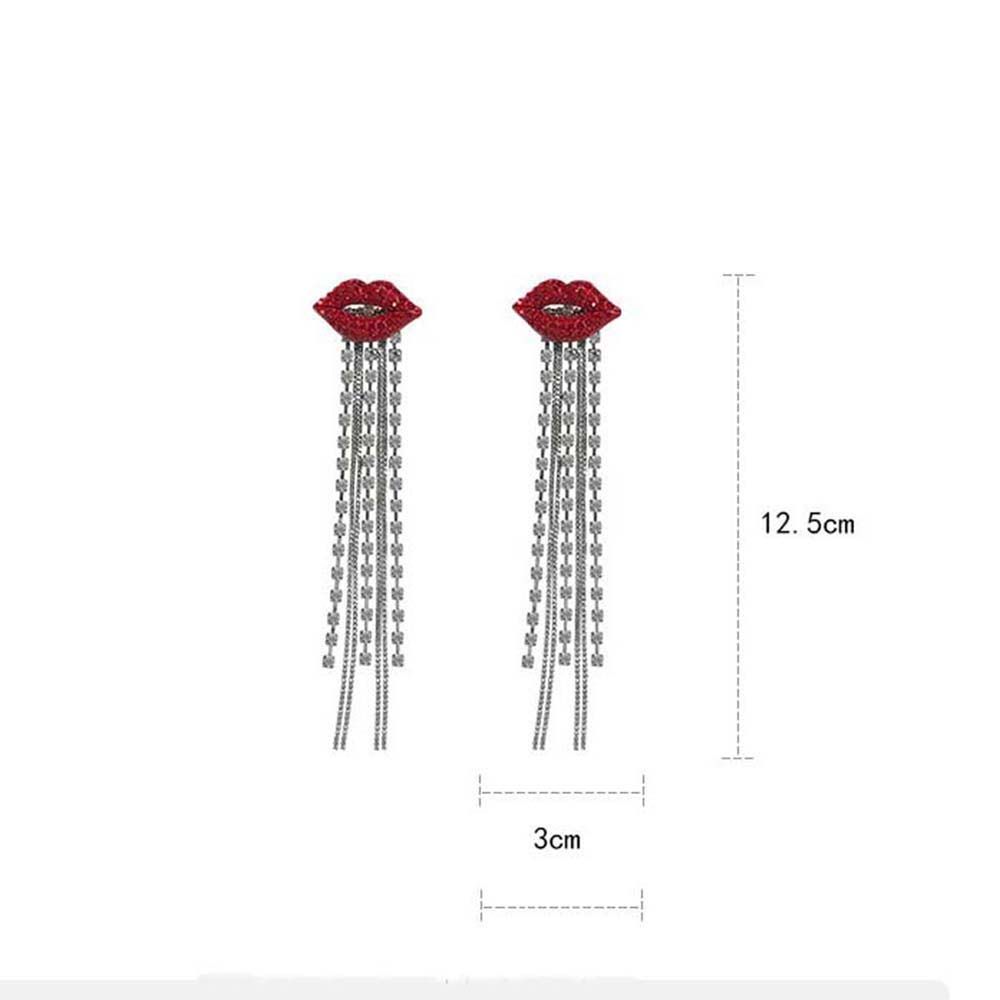 Tassel Red Lips Accessories Mouth Gift For Women Dangle Earring Stud Earrings Jewelry Drop Earrings