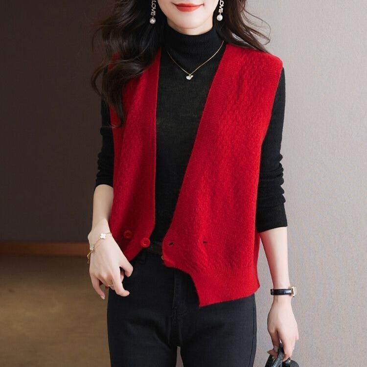 Comfortable And Loose Sleeveless Knit Vest For Women Perfect Springautumn Outerwear