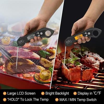 Termometr cyfrowy IP7 ze składaną podwójną sondą - Idealny do kulinarnego grillowania, BBQ i gotowania mięsa w kuchni