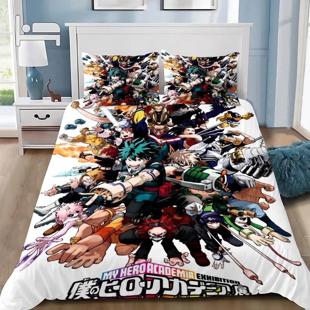 3D Print Cartoon My Hero Academia Bedding Set Soft Comforter Cover With 1/2pcs Pillow Shams For Kids Adults Microfiber