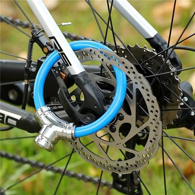 Serrure à clé pour vélo Portable VTT Vélo de route Serrure antivol Serrure à anneau étanche Câble en acier épais pour moto Peut être combinée