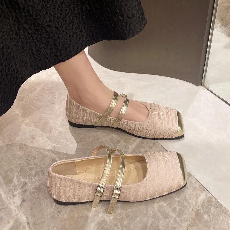 Fashion 2024 Spring New Women Flat Shoes Fashion Square Head Shallow Shoes Soft Flat Heel Dress Shoes for Women Leisure and Comfort